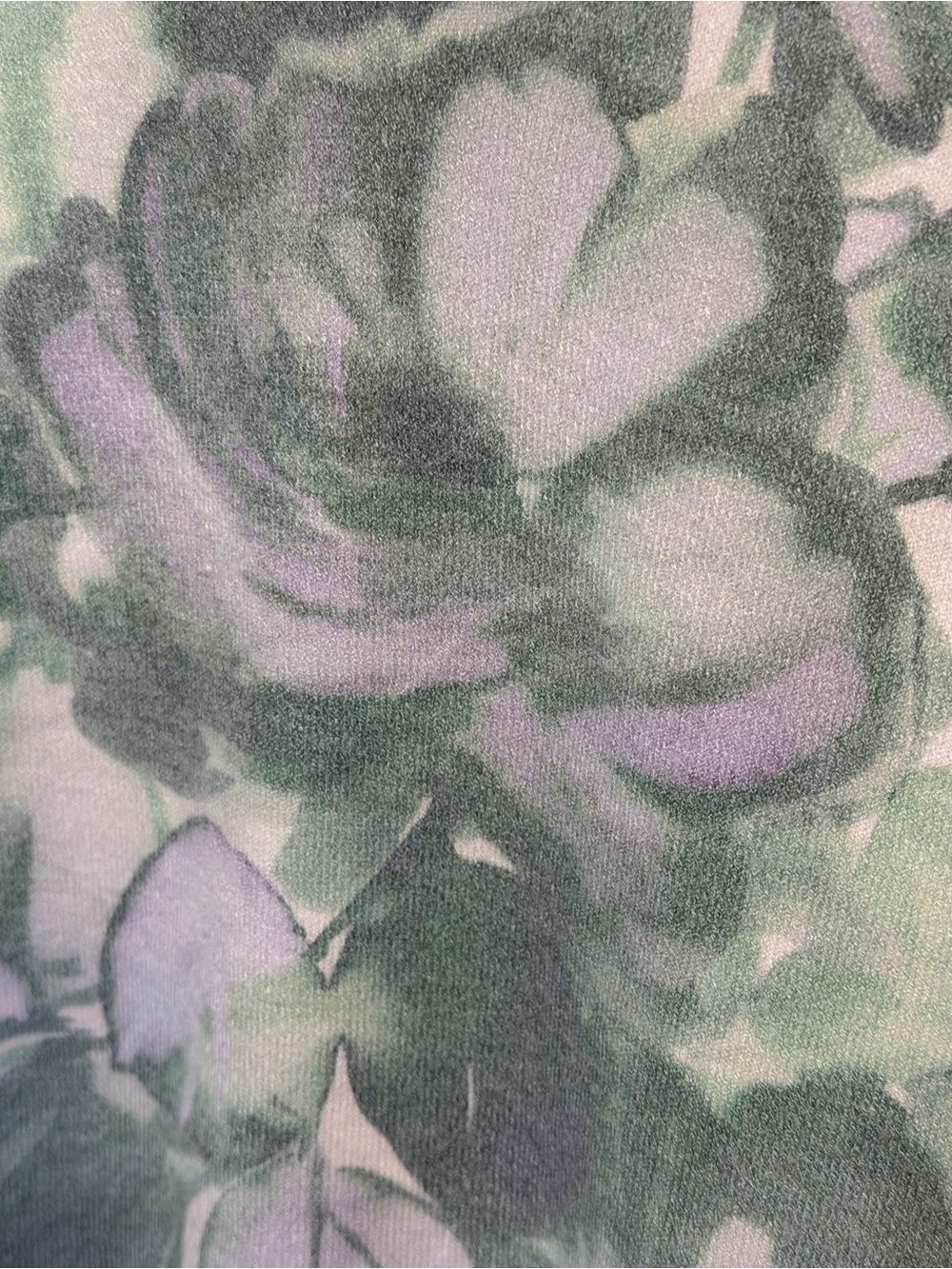 Sioni Floral Short Sleeve Knit Top Green Purple V-Neck Lightweight Size M - Picture 4 of 8
